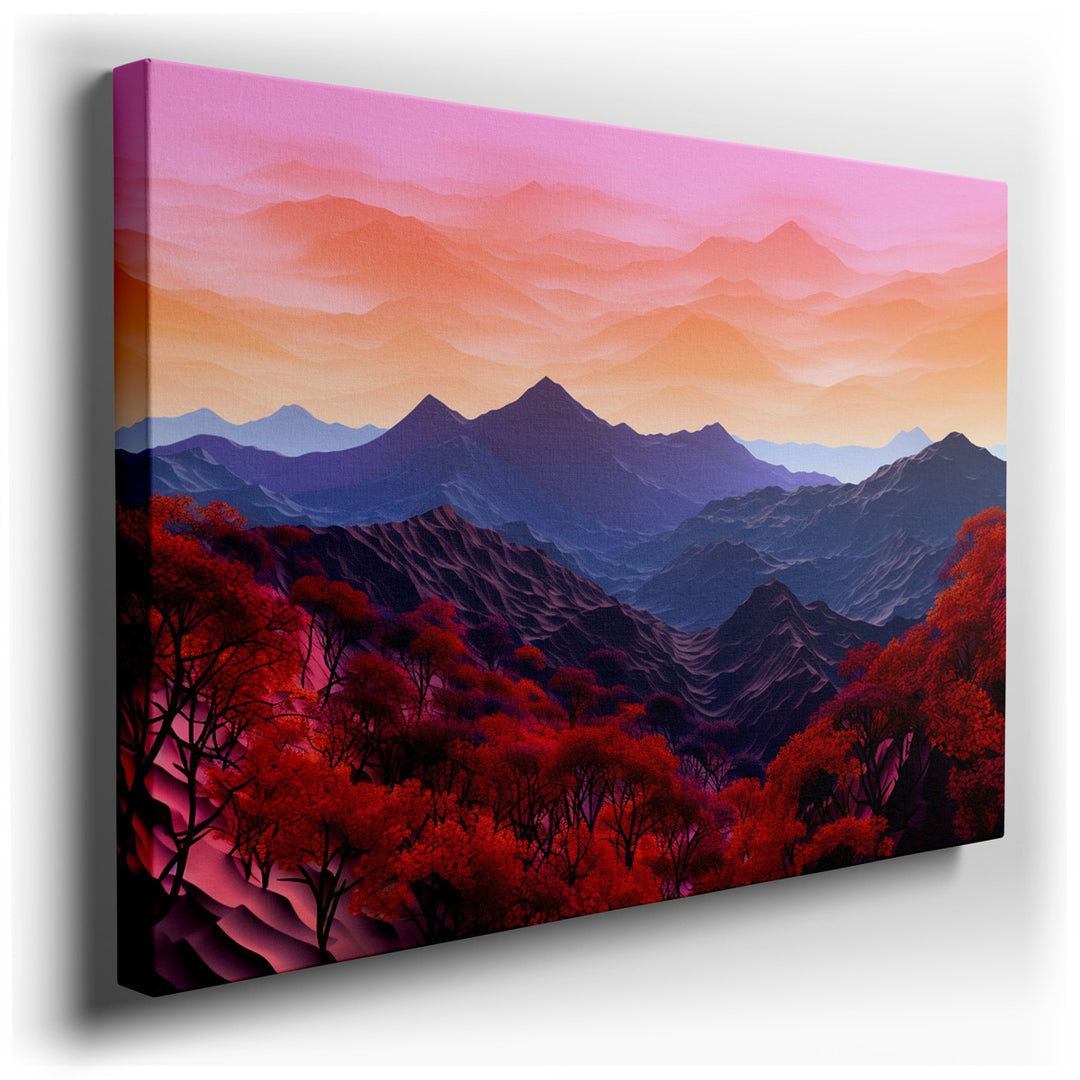 canvas print on wrapped canvas for wall decor – This exquisite digital landscape wall art masterfully captures the essence of a serene, untouched wilderness, presenting...