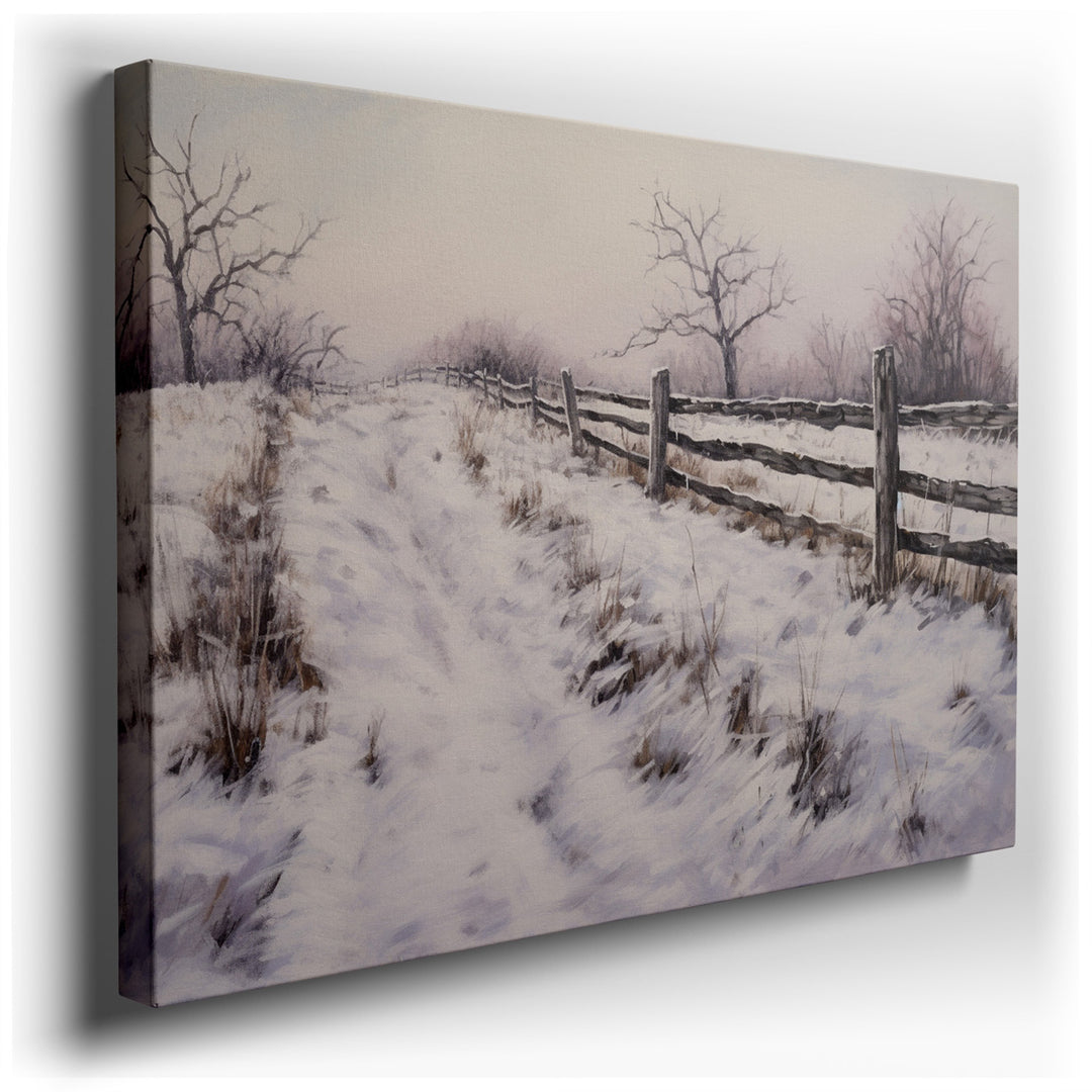 canvas print on wrapped canvas for wall decor – This enchanting wall art captures the serene essence of a winter landscape, offering a visual retreat into the calm and...