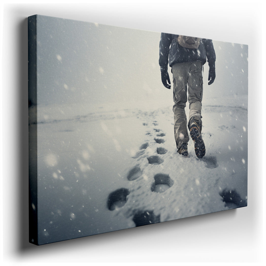 canvas print on wrapped canvas for wall decor – This wall art, a masterful depiction of a winter landscape, invites viewers into a serene and tranquil world where the b...