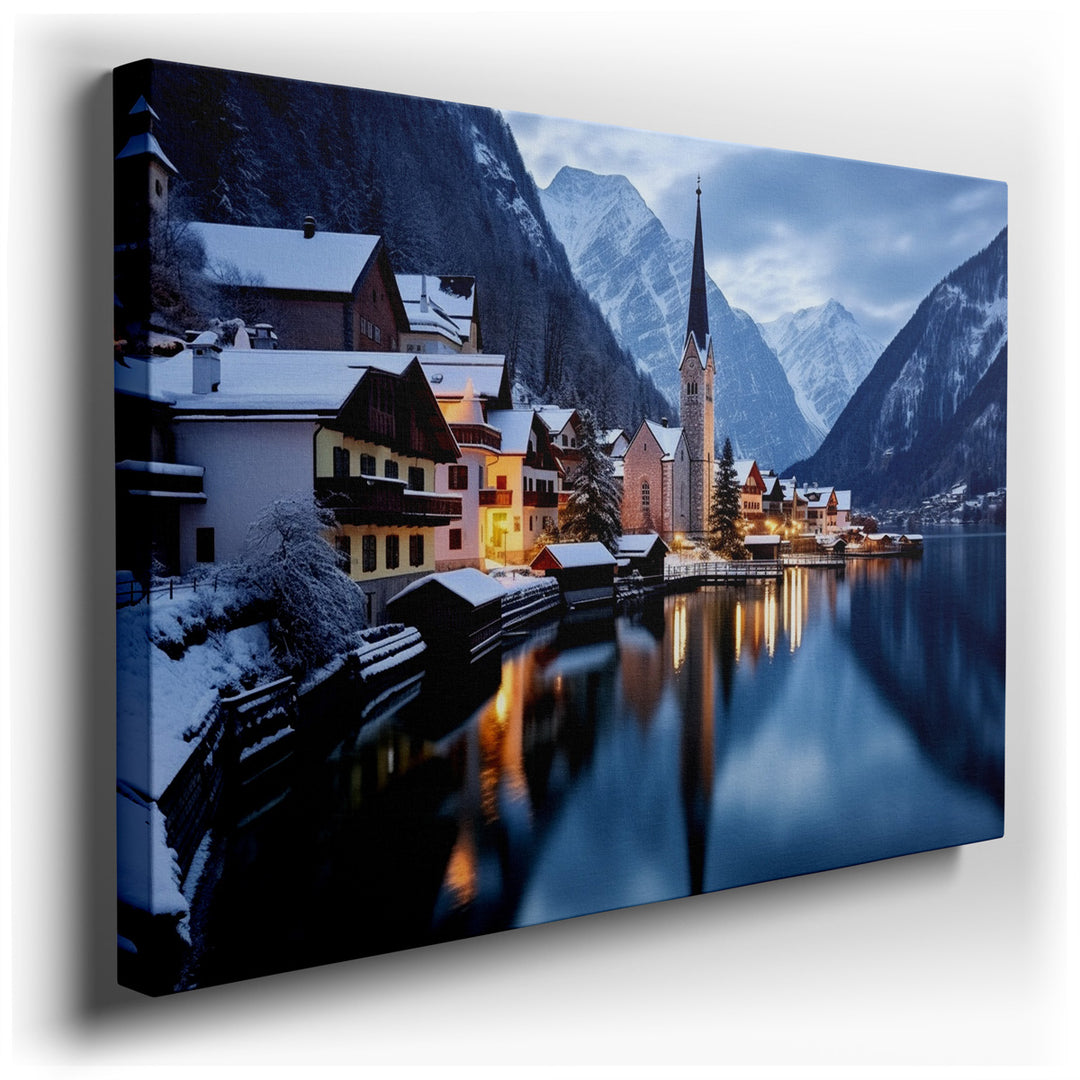 canvas print on wrapped canvas for wall decor – Imagine a wall art that captures the essence of a serene winter night, where the world seems to pause under a blanket of...