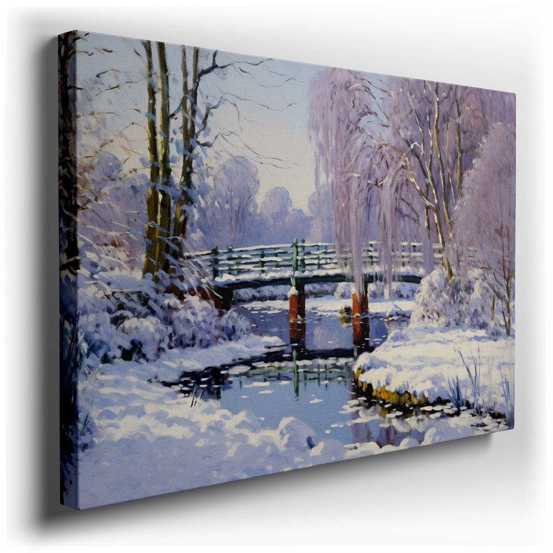 canvas print on wrapped canvas for wall decor – This enchanting wall art captures the essence of a serene winter landscape, making it an ideal piece to hang in a room w...