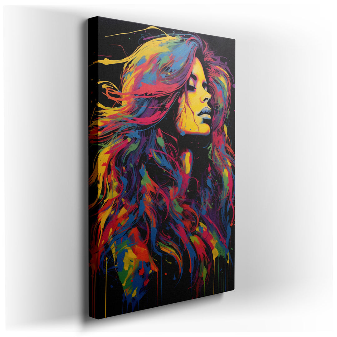 canvas print on wrapped canvas for wall decor – This wall art is a mesmerizing abstract portrait that vividly captures the essence of tranquility and introspection thro...