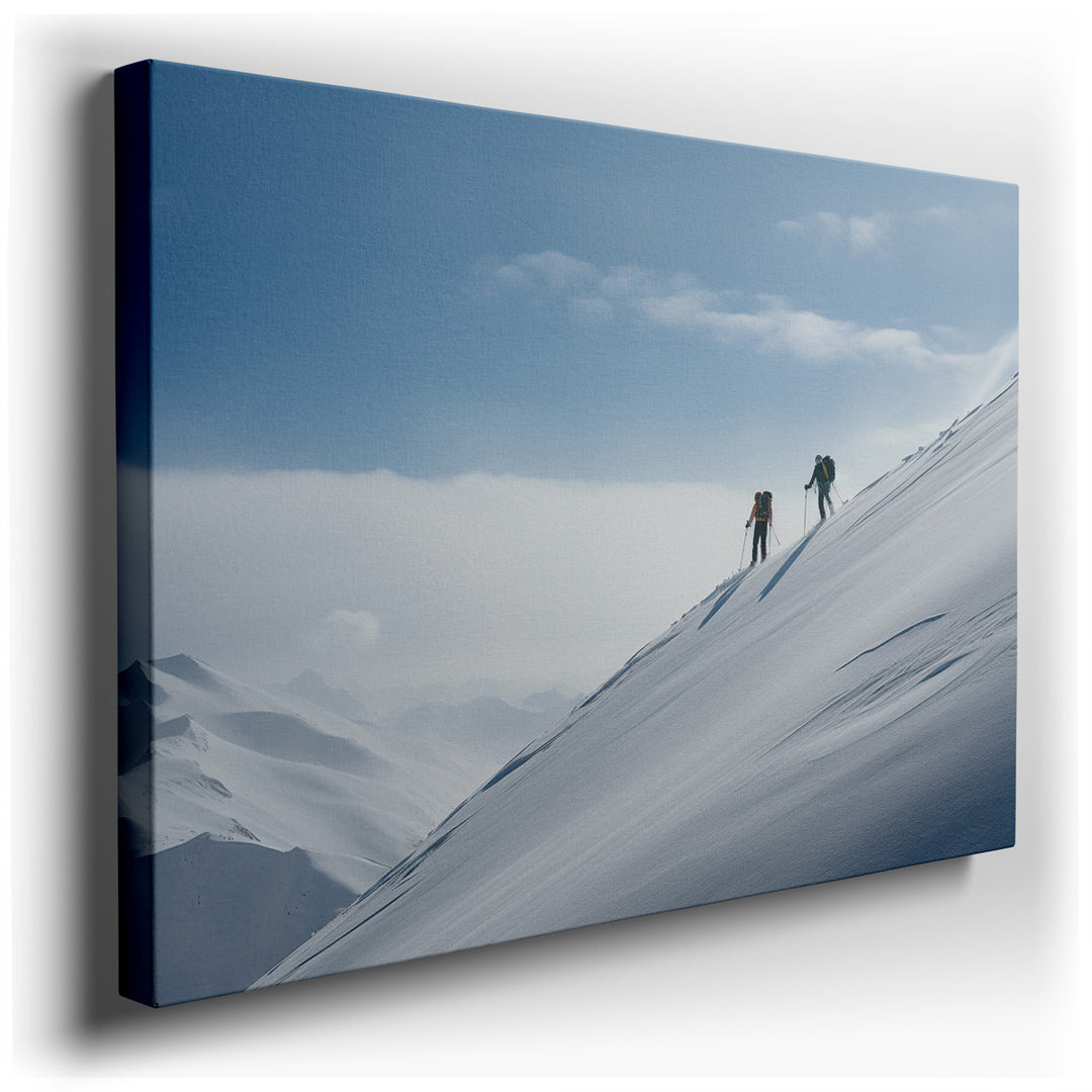 canvas print on wrapped canvas for wall decor – This wall art captures the essence of adventure and the indomitable spirit of winter sports enthusiasts as it portrays t...