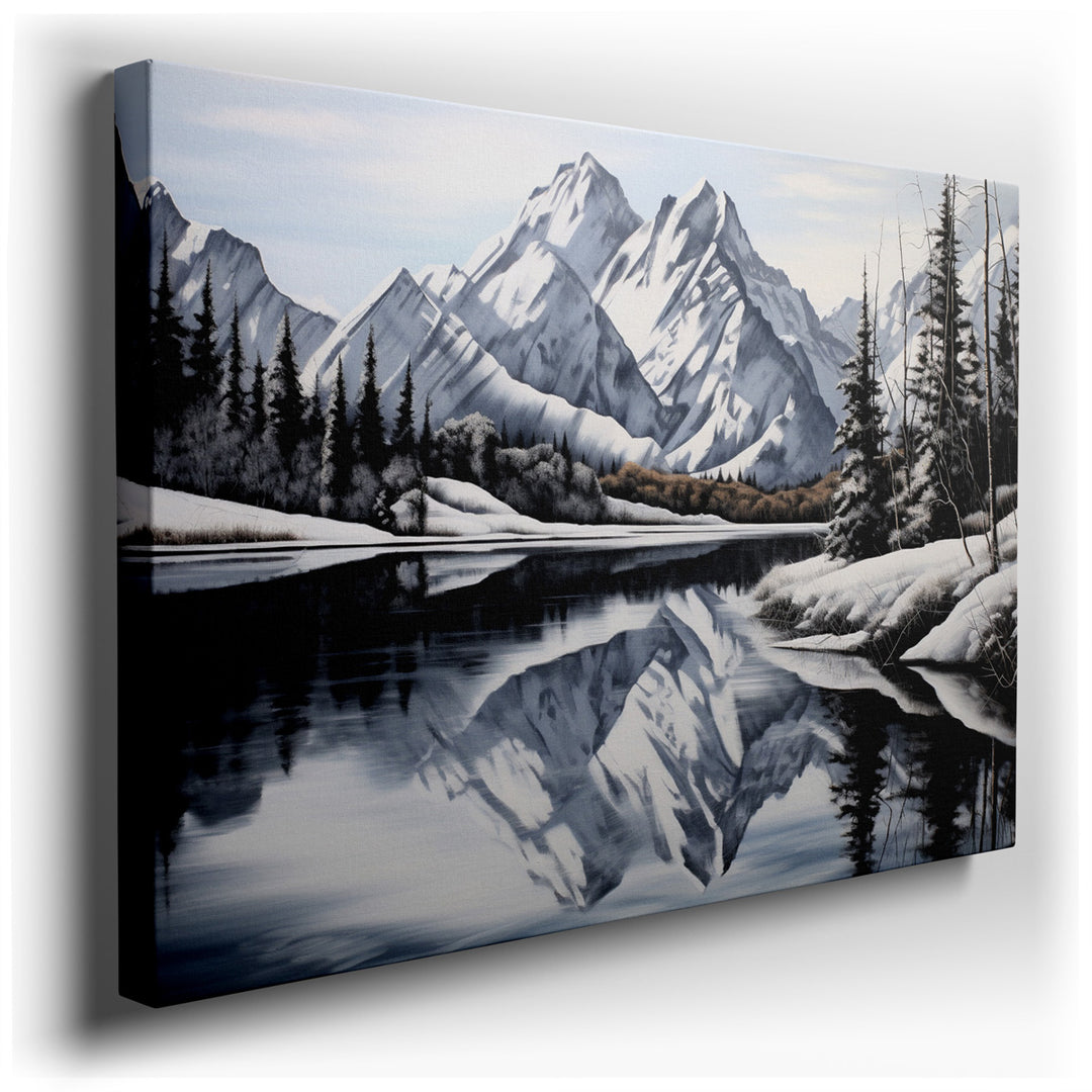 canvas print on wrapped canvas for wall decor – This exquisite wall art captures a breathtaking mountain vista that is both majestic and serene, making it an ideal artw...