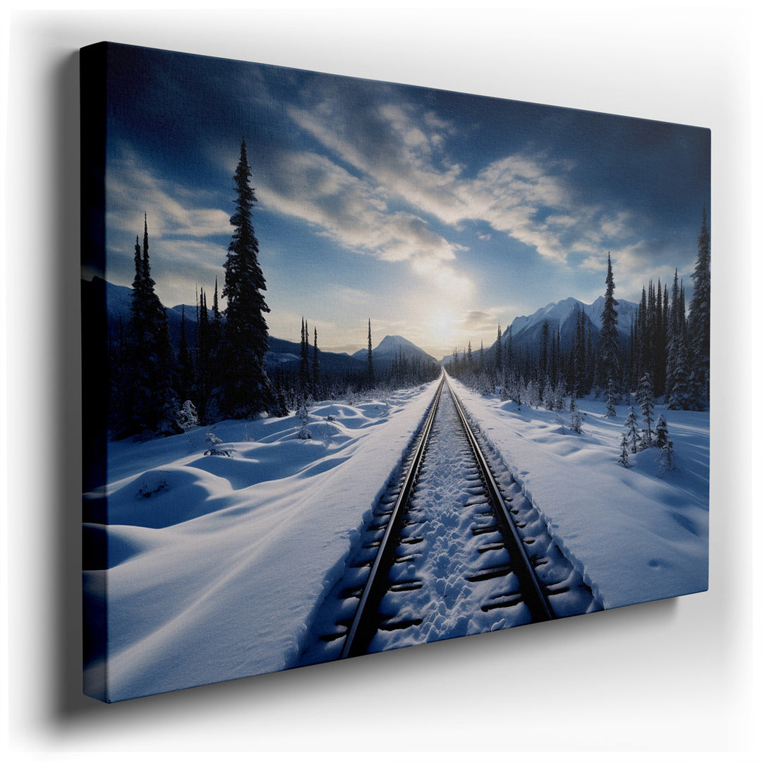 canvas print on wrapped canvas for wall decor – This wall art, a captivating portrayal of a winter landscape, offers a serene and evocative glimpse into the tranquil be...