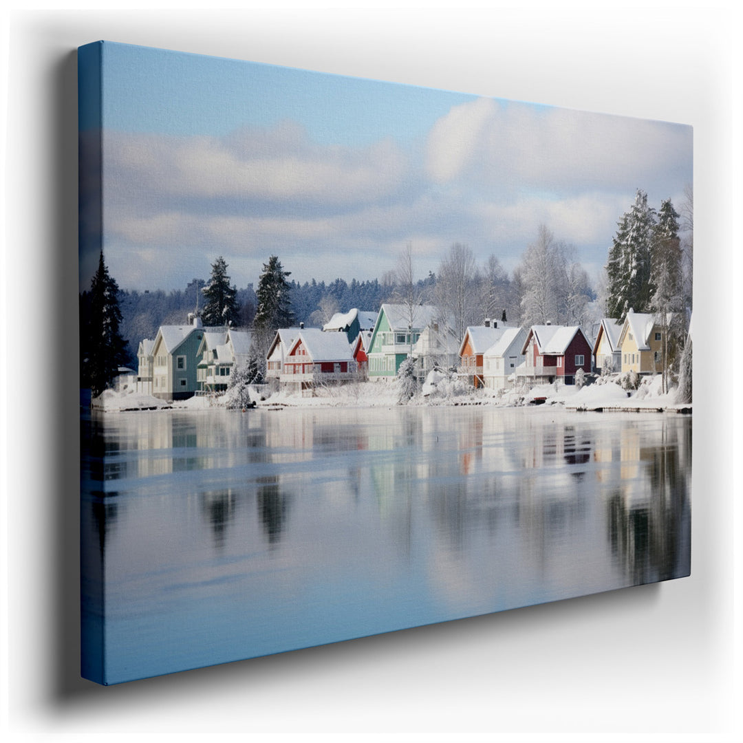 canvas print on wrapped canvas for wall decor – Imagine stepping into a room where tranquility and the serene beauty of winter envelop you, drawing your gaze to a capti...