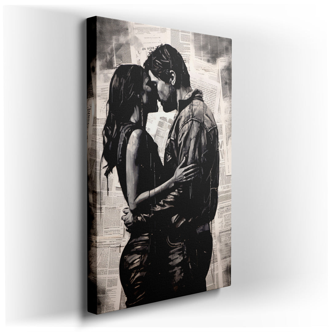 canvas print on wrapped canvas for wall decor – This wall art, a striking and evocative piece, captures a moment of profound intimacy and emotional depth, making it a c...