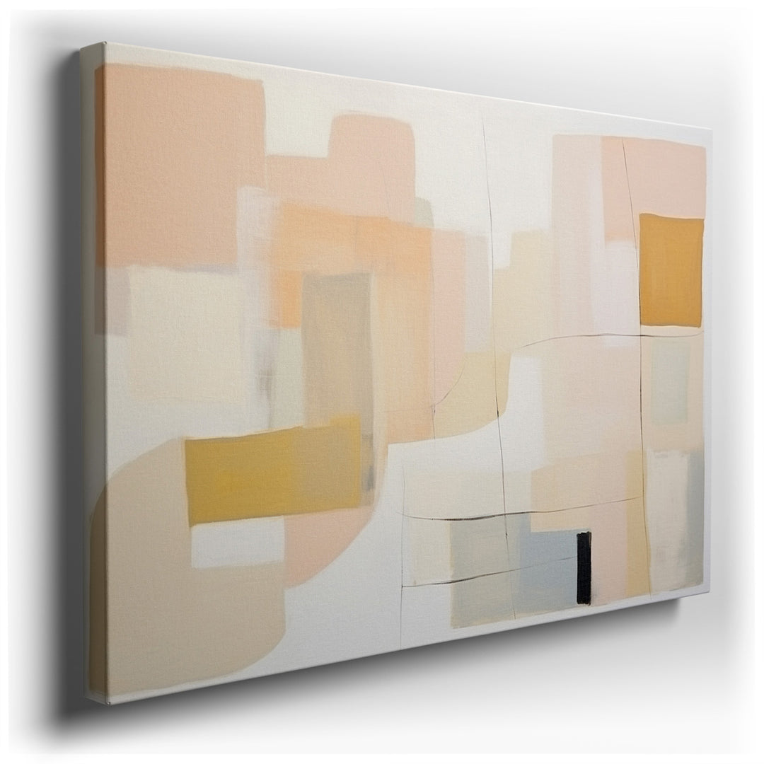 canvas print on wrapped canvas for wall decor – This contemporary abstract wall art is a captivating visual symphony, blending soft, soothing colors with geometric prec...
