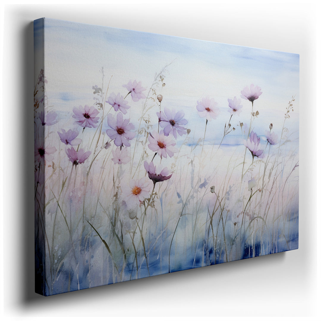 canvas print on wrapped canvas for wall decor – This exquisite wall art captures the essence of serenity and tranquility through its delicate portrayal of flowers, rend...
