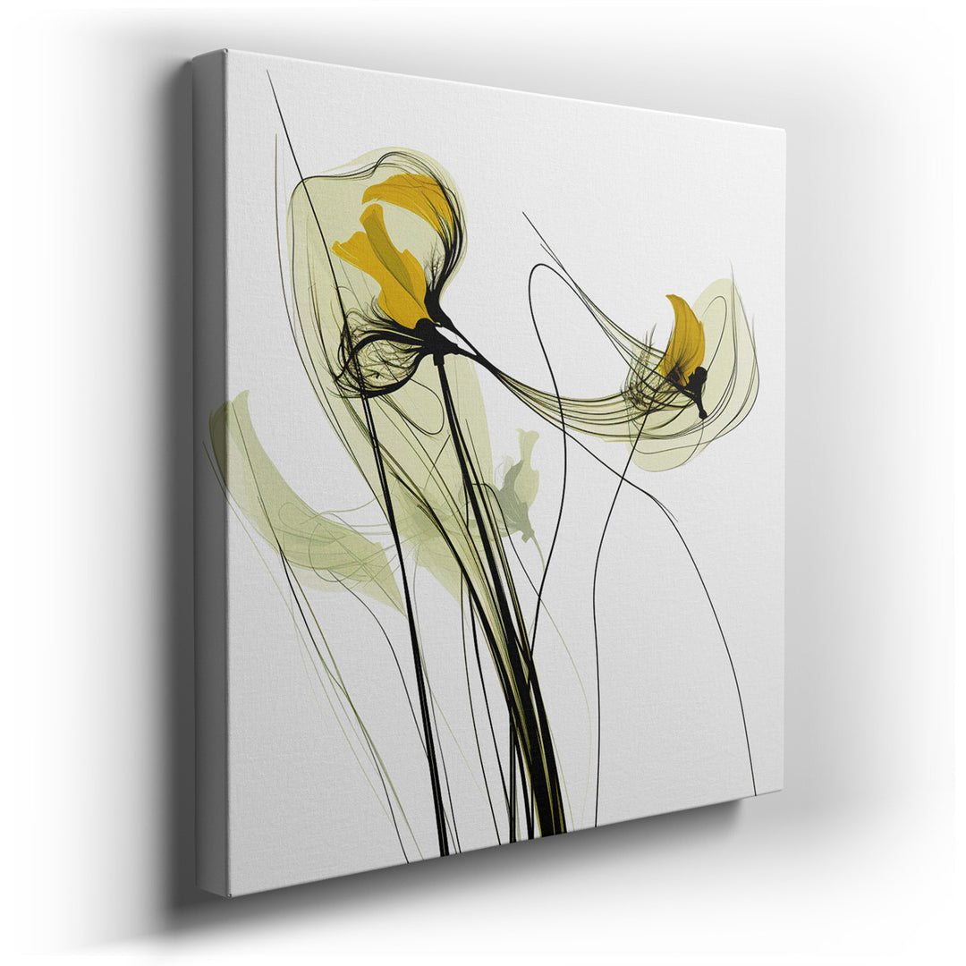 canvas print on wrapped canvas for wall decor – This exquisite wall art, a masterful creation of abstract art, presents a captivating interpretation of stylized flowers...