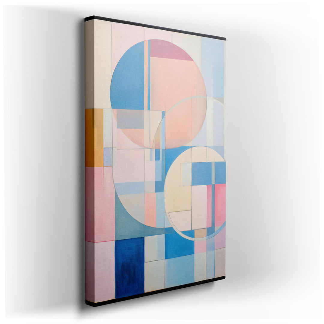 canvas print on wrapped canvas for wall decor – This exquisite wall art is a masterful example of geometric abstraction, where soft pastel colors blend seamlessly with...