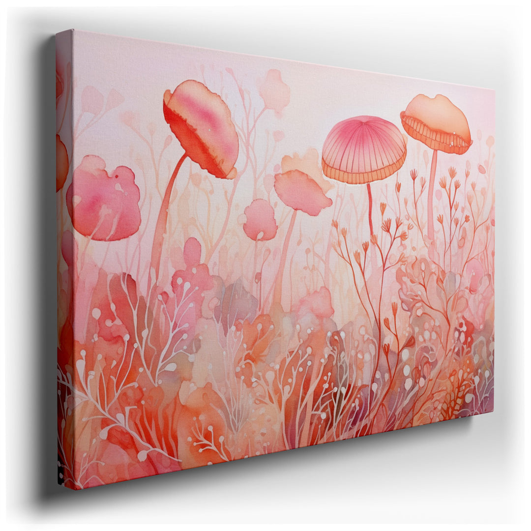 canvas print on wrapped canvas for wall decor – This exquisite watercolor wall art captures the serene and mystical essence of the ocean's depths through its portrayal...