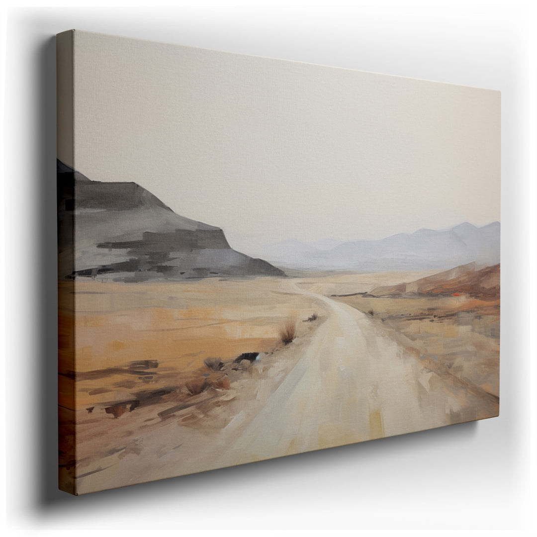 canvas print on wrapped canvas for wall decor – This wall art, a serene and deserted landscape, captures the essence of tranquility and introspection through its depict...