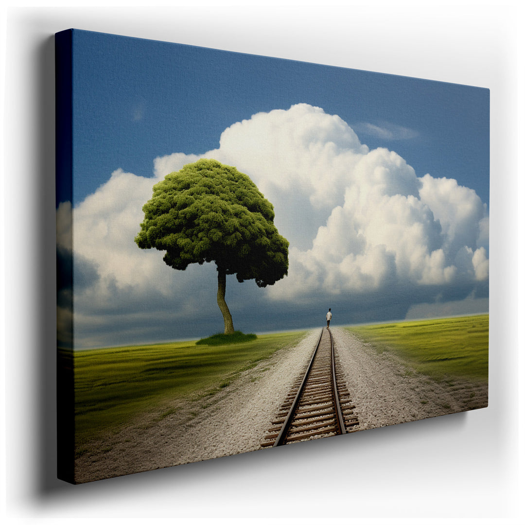 canvas print on wrapped canvas for wall decor – The wall art captures a poignant and evocative scene, one that invites the viewer into a reflective journey both literal...