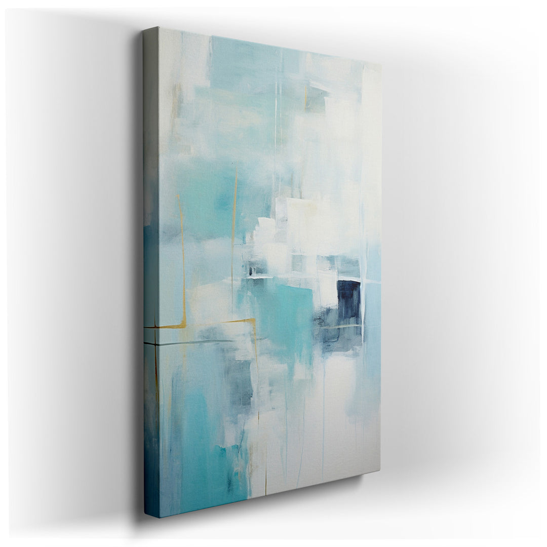 canvas print on wrapped canvas for wall decor – This exquisite abstract wall art, predominantly adorned with a soothing blue palette, offers a sanctuary of tranquility...