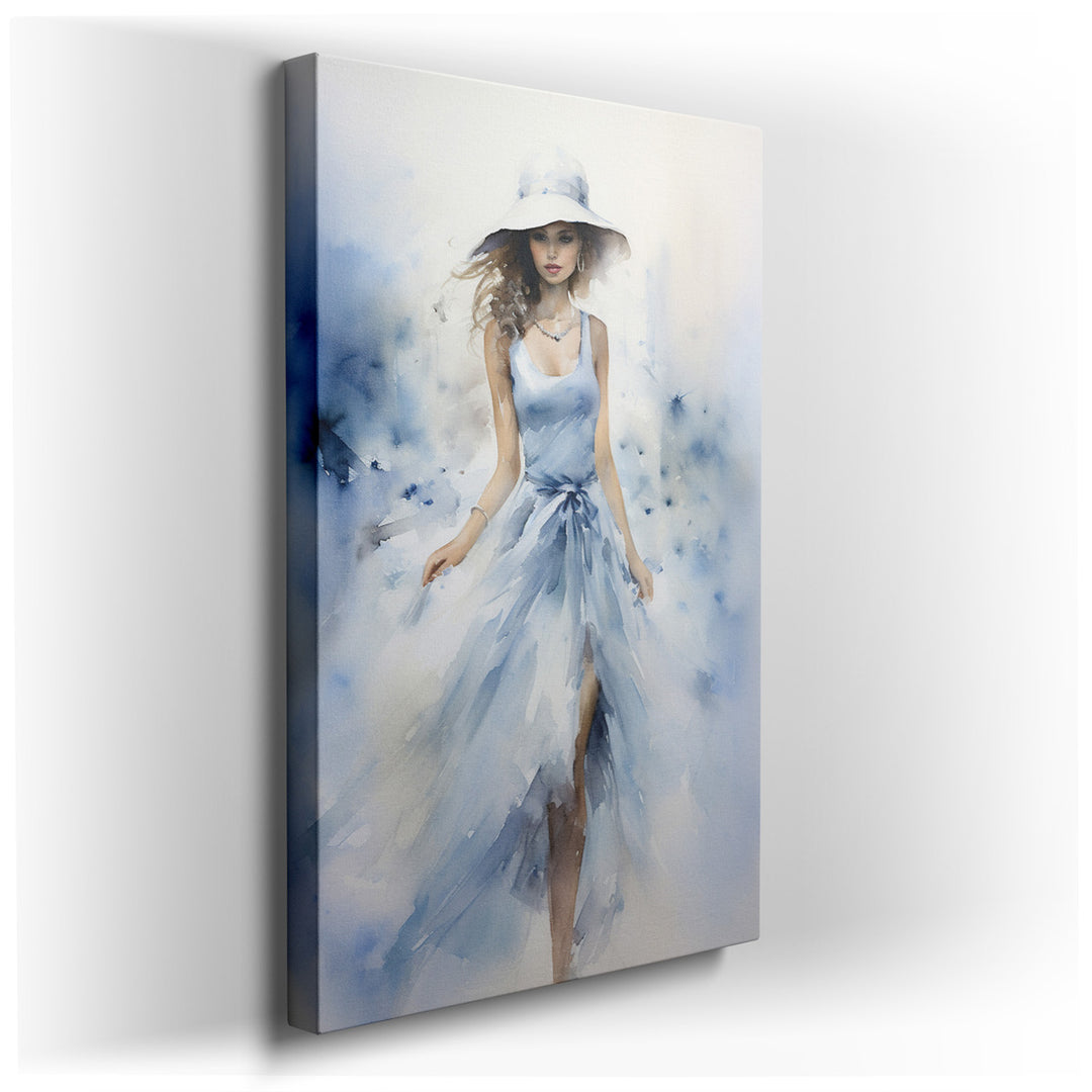 canvas print on wrapped canvas for wall decor – This exquisite wall art captures the essence of modern elegance and sophistication through the depiction of a stylish wo...