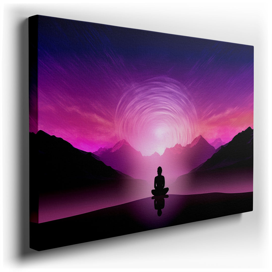 canvas print on wrapped canvas for wall decor – This wall art, a captivating blend of abstract elements and evocative colors, presents a solitary figure in a state of m...