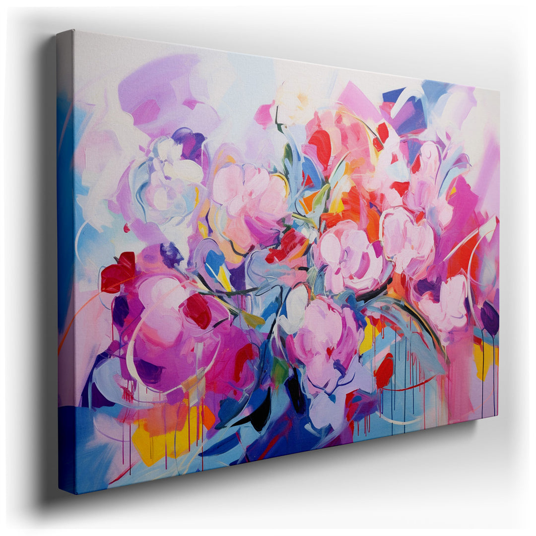 canvas print on wrapped canvas for wall decor – This exquisite wall art, a masterful composition of delicate pink and blue tones, encapsulates the essence of springtime...