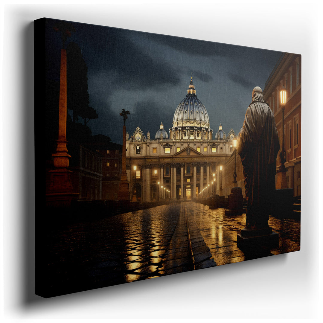 canvas print on wrapped canvas for wall decor – This wall art, a breathtaking portrayal of St. Peter's Basilica, is an exquisite masterpiece that captures the essence o...