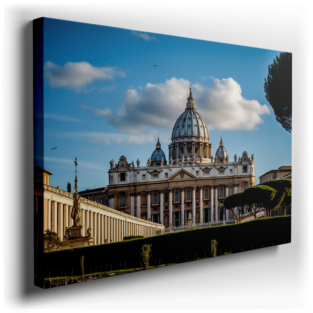 canvas print on wrapped canvas for wall decor – The wall art of St. Peter's Basilica is a breathtaking representation of one of the most revered architectural feats in...