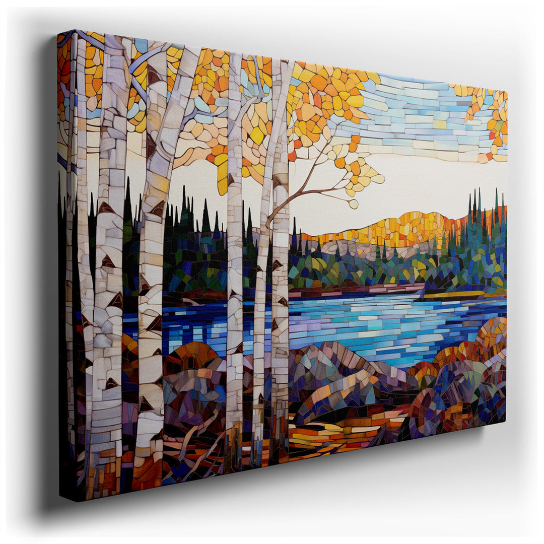 canvas print on wrapped canvas for wall decor – This exquisite wall art, a masterpiece of abstract art, captures the essence of a vibrant autumnal landscape through a s...
