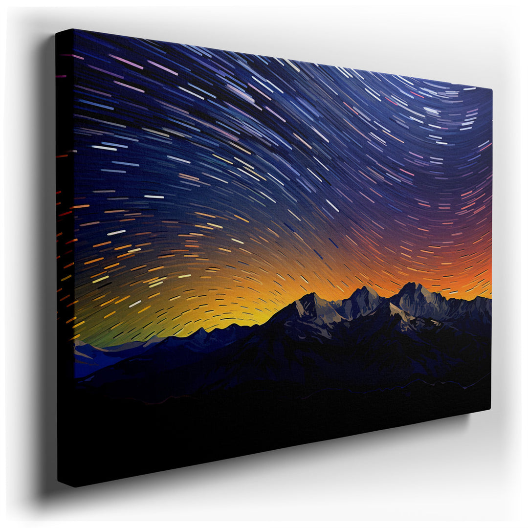 canvas print on wrapped canvas for wall decor – Imagine a wall art that captures the breathtaking transition from the gentle embrace of twilight to the profound depths...