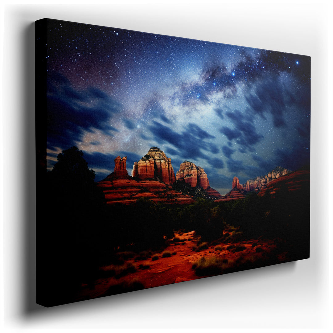canvas print on wrapped canvas for wall decor – This wall art captures the awe-inspiring beauty of Sedona's red rock formations, a natural wonder that has captivated th...