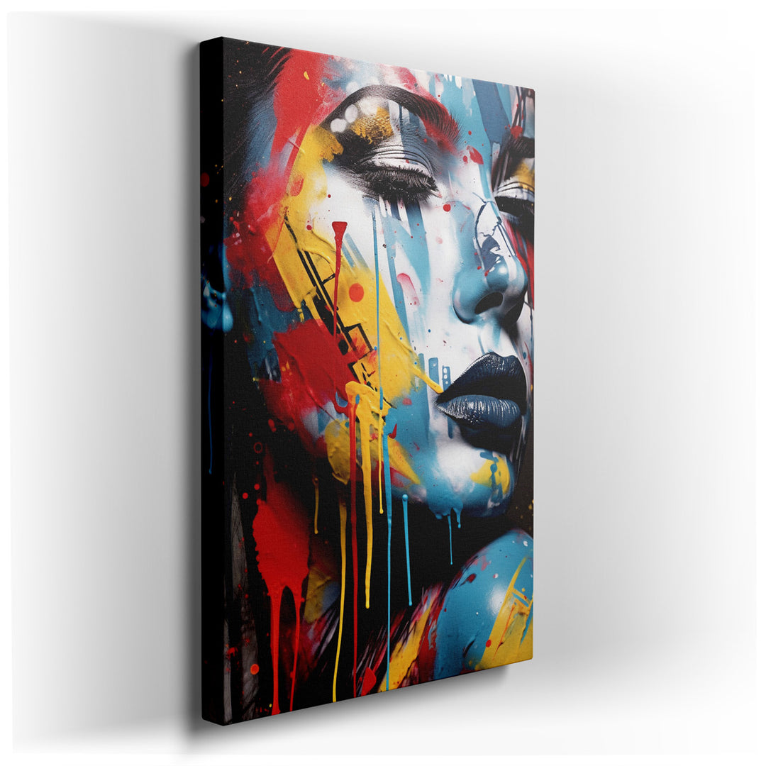canvas print on wrapped canvas for wall decor – This wall art, a mesmerizing portrait of a woman adorned with artistic body paint, is a profound exploration of individu...