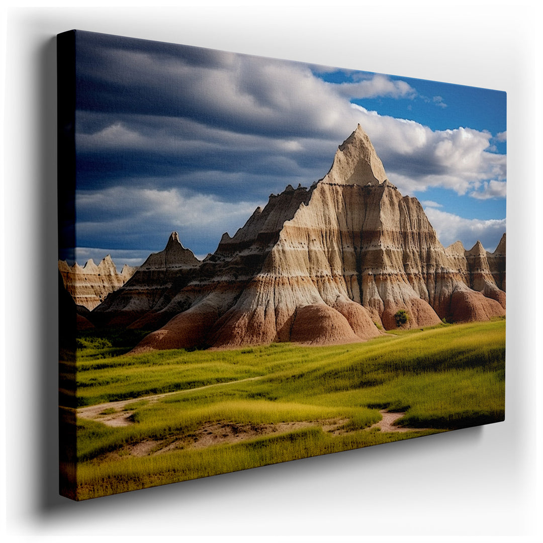 canvas print on wrapped canvas for wall decor – This wall art, a masterful depiction of the Badlands, captures the essence of this rugged landscape with a vividness tha...