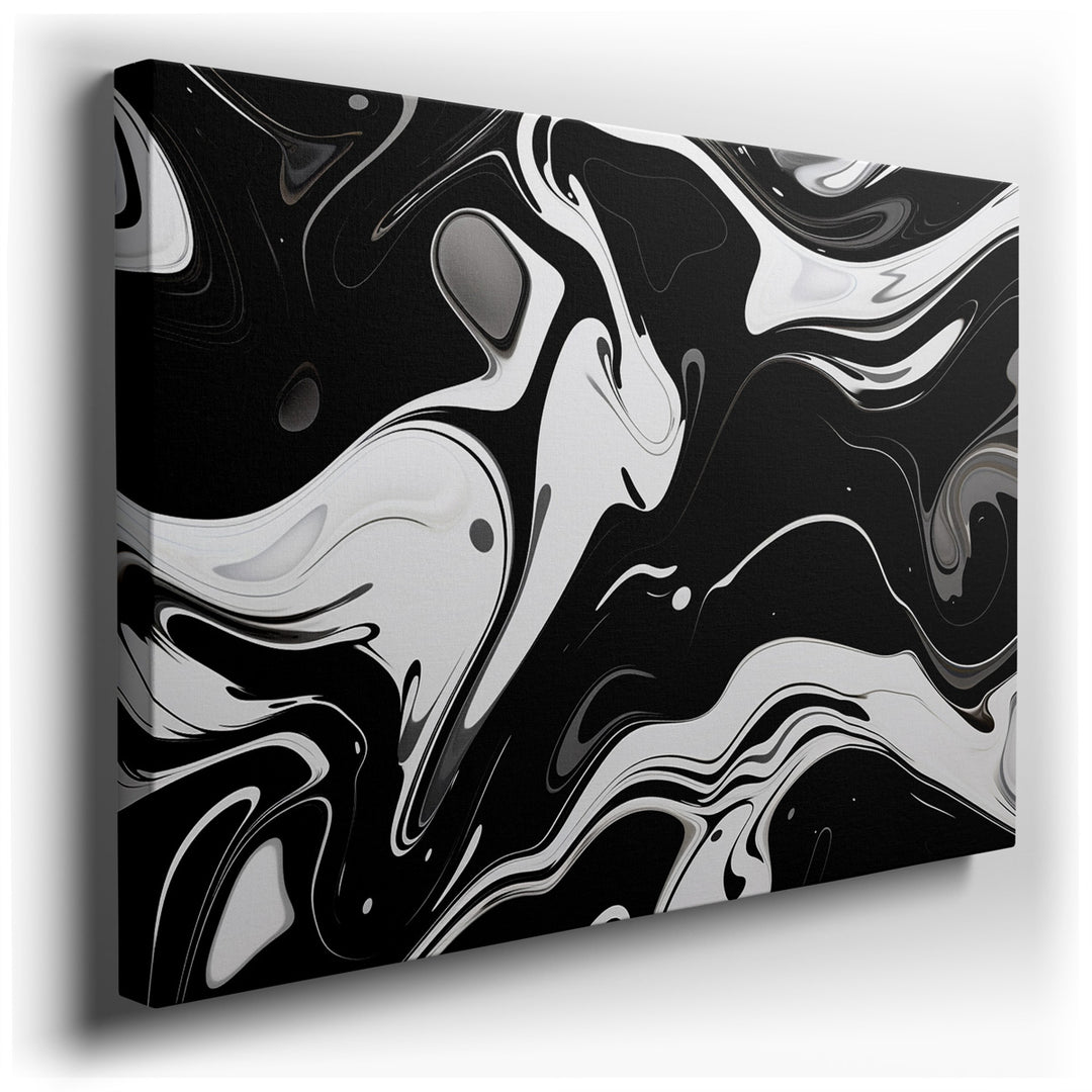 canvas print on wrapped canvas for wall decor – This wall art is a captivating piece of art that embodies the essence of modern abstract aesthetics through its black an...