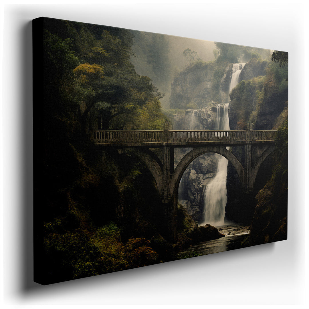 canvas print on wrapped canvas for wall decor – This captivating wall art presents a breathtaking scene where the marvels of human architecture and the splendor of natu...