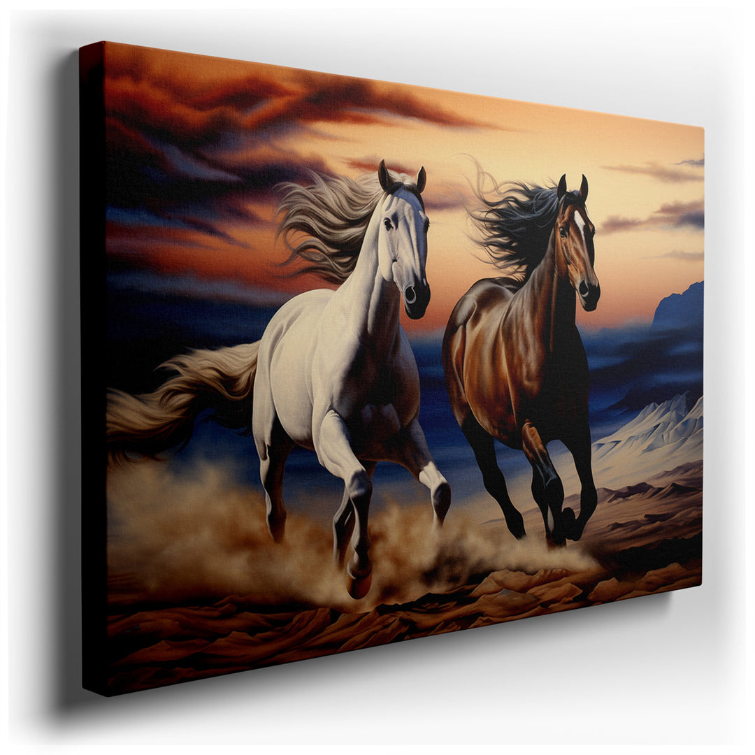 canvas print on wrapped canvas for wall decor – This exquisite wall art captures the essence of unbridled freedom and the majestic beauty of nature through the portraya...