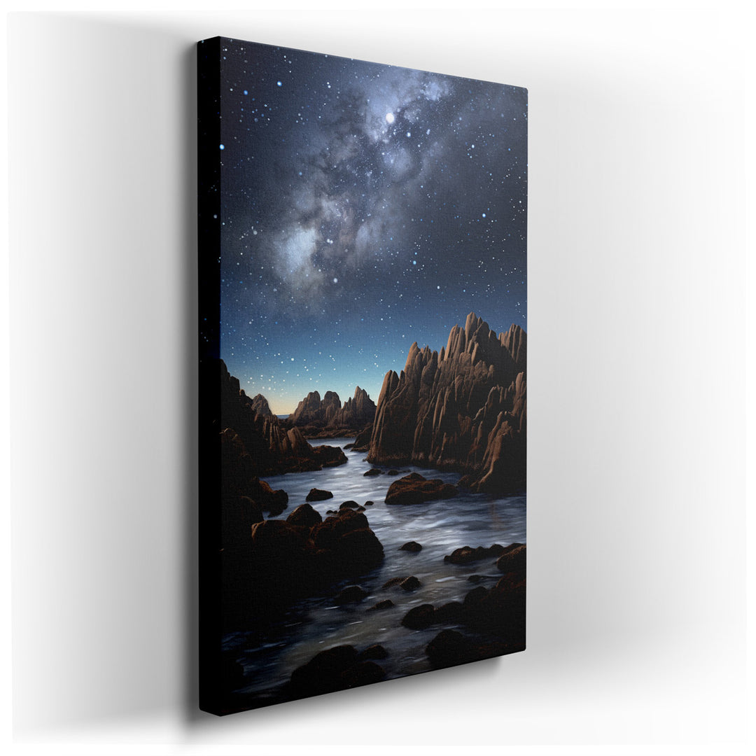 canvas print on wrapped canvas for wall decor – Imagine a wall art that captures the essence of nature's grandeur and the cosmic spectacle of the universe, all harmonio...