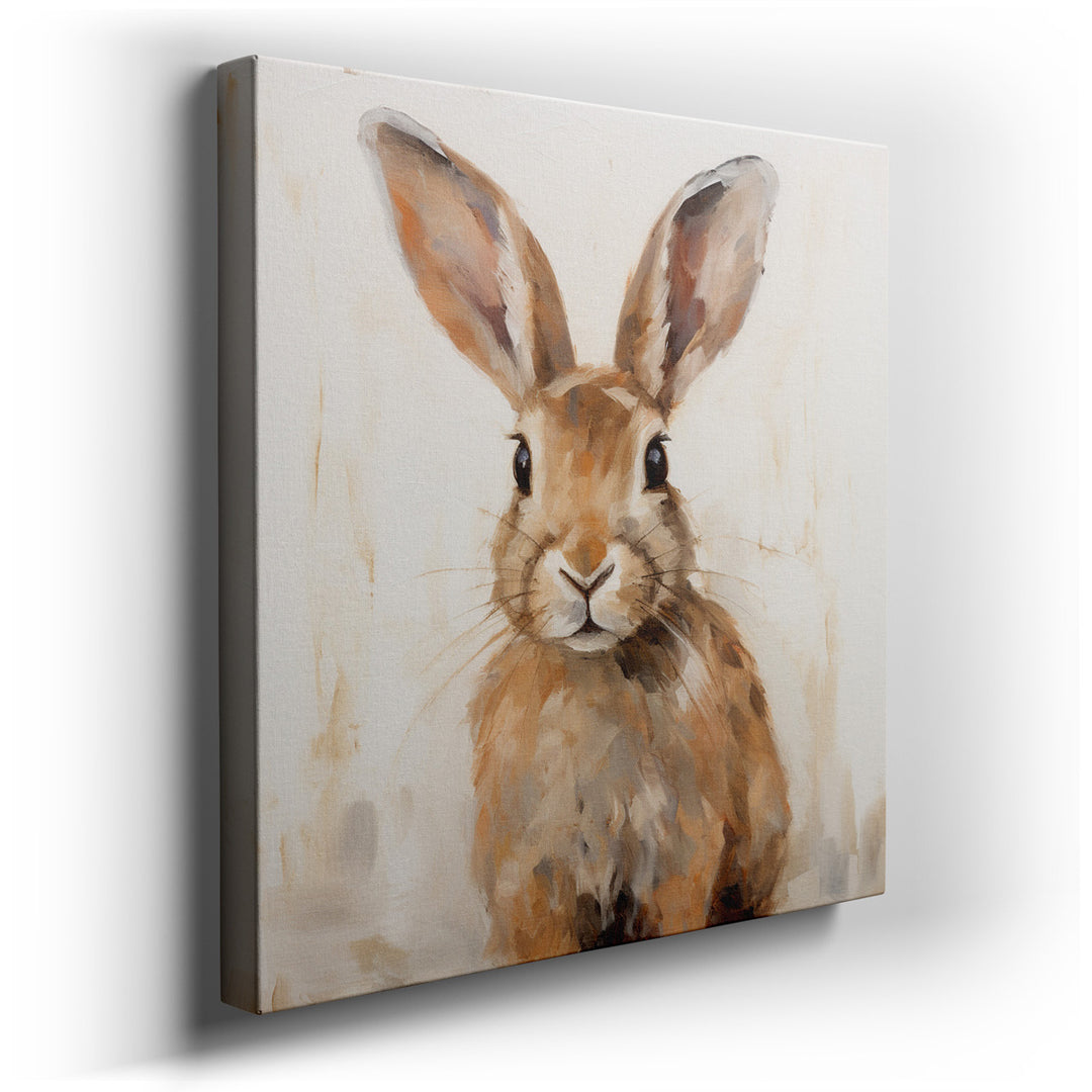 canvas print on wrapped canvas for wall decor – This enchanting wall art, a masterful depiction of a realistic rabbit, is a true testament to the artist's ability to ca...