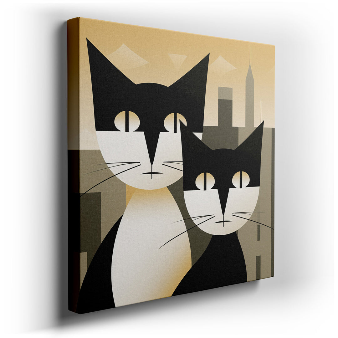 canvas print on wrapped canvas for wall decor – This enchanting wall art, with its minimalist approach, masterfully captures the essence of urban whimsy through the dep...