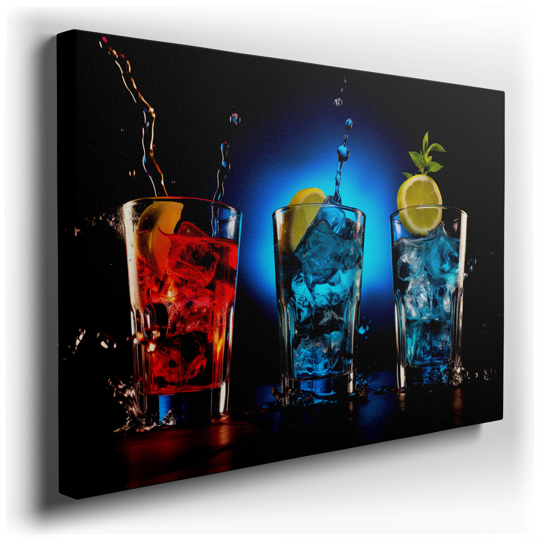canvas print on wrapped canvas for wall decor – This wall art vividly captures the essence of summer vibrancy and festive gatherings through its depiction of three colo...