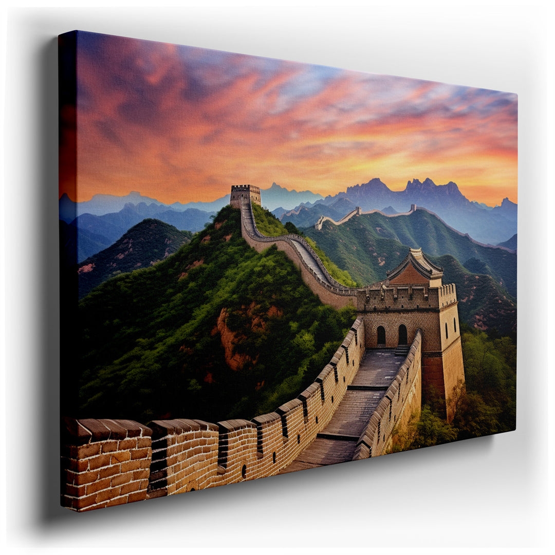 canvas print on wrapped canvas for wall decor – The wall art captures the breathtaking essence of the Great Wall of China, an emblem of ancient resilience and architect...