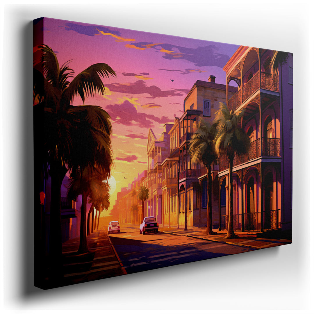 canvas print on wrapped canvas for wall decor – The wall art you are considering for your space is a captivating portrayal of a picturesque southern town street at the...