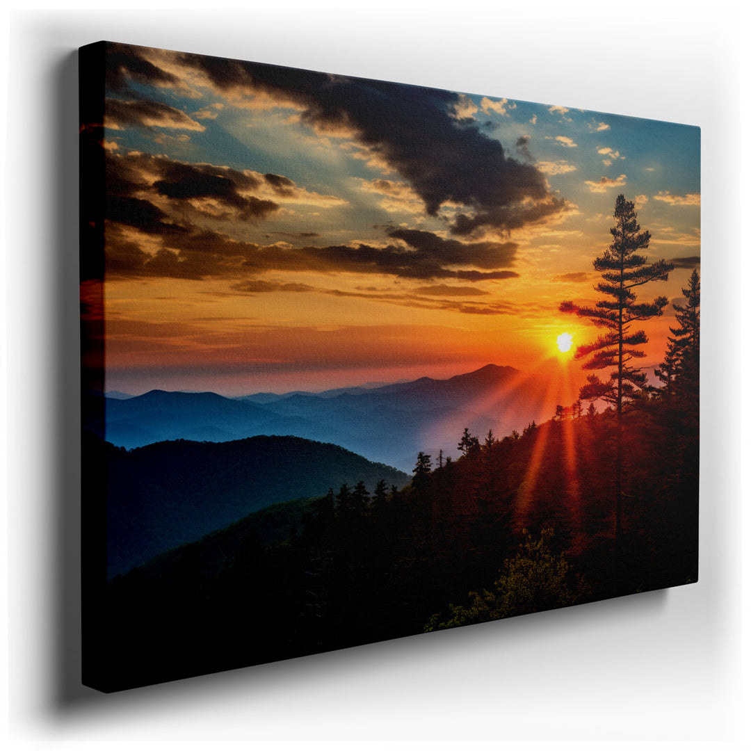 canvas print on wrapped canvas for wall decor – Imagine a wall art that captures the essence of serenity and the sublime beauty of nature—a canvas where the sun dips be...