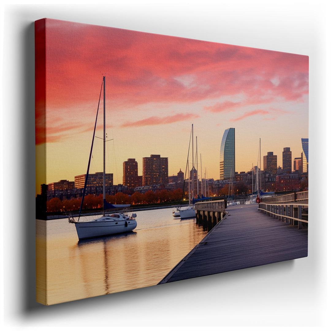 canvas print on wrapped canvas for wall decor – Imagine a wall art that captures the essence of a bustling harbor at the magical hour of sunset. This artwork, a masterf...