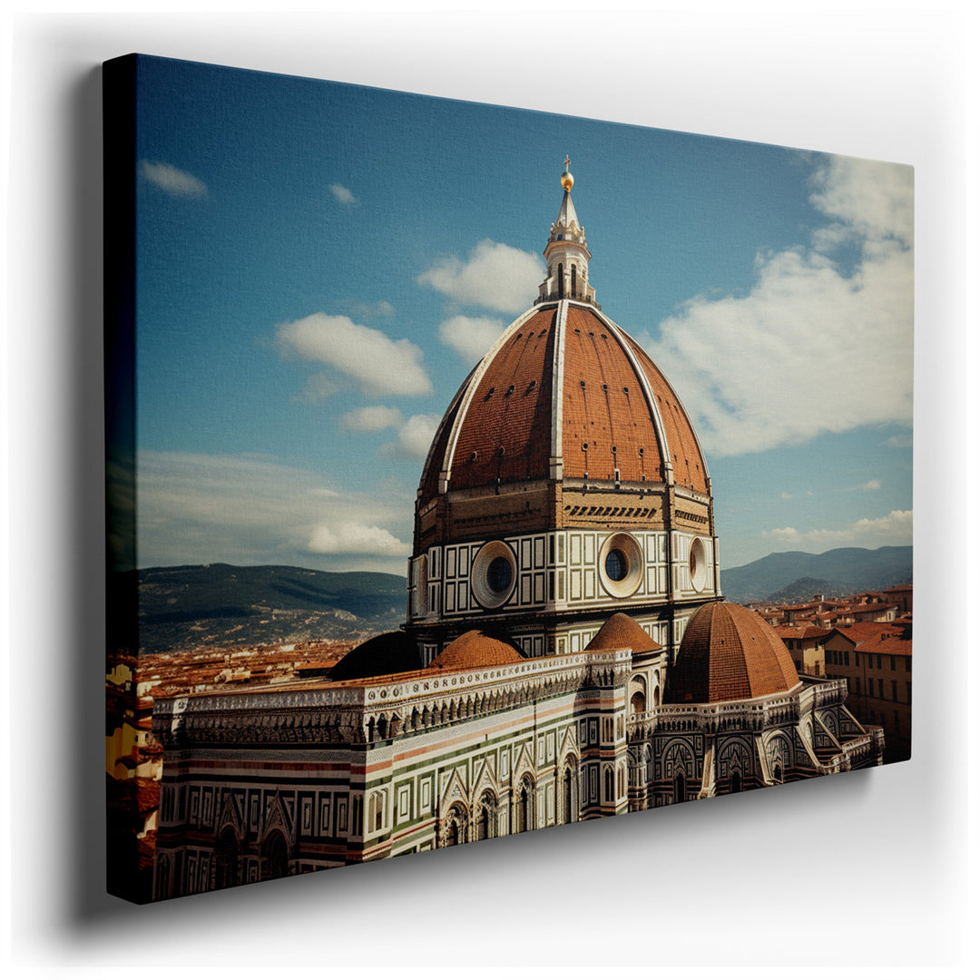 canvas print on wrapped canvas for wall decor – The wall art captures the breathtaking dome of Florence's historic cathedral, an architectural marvel that has stood as...