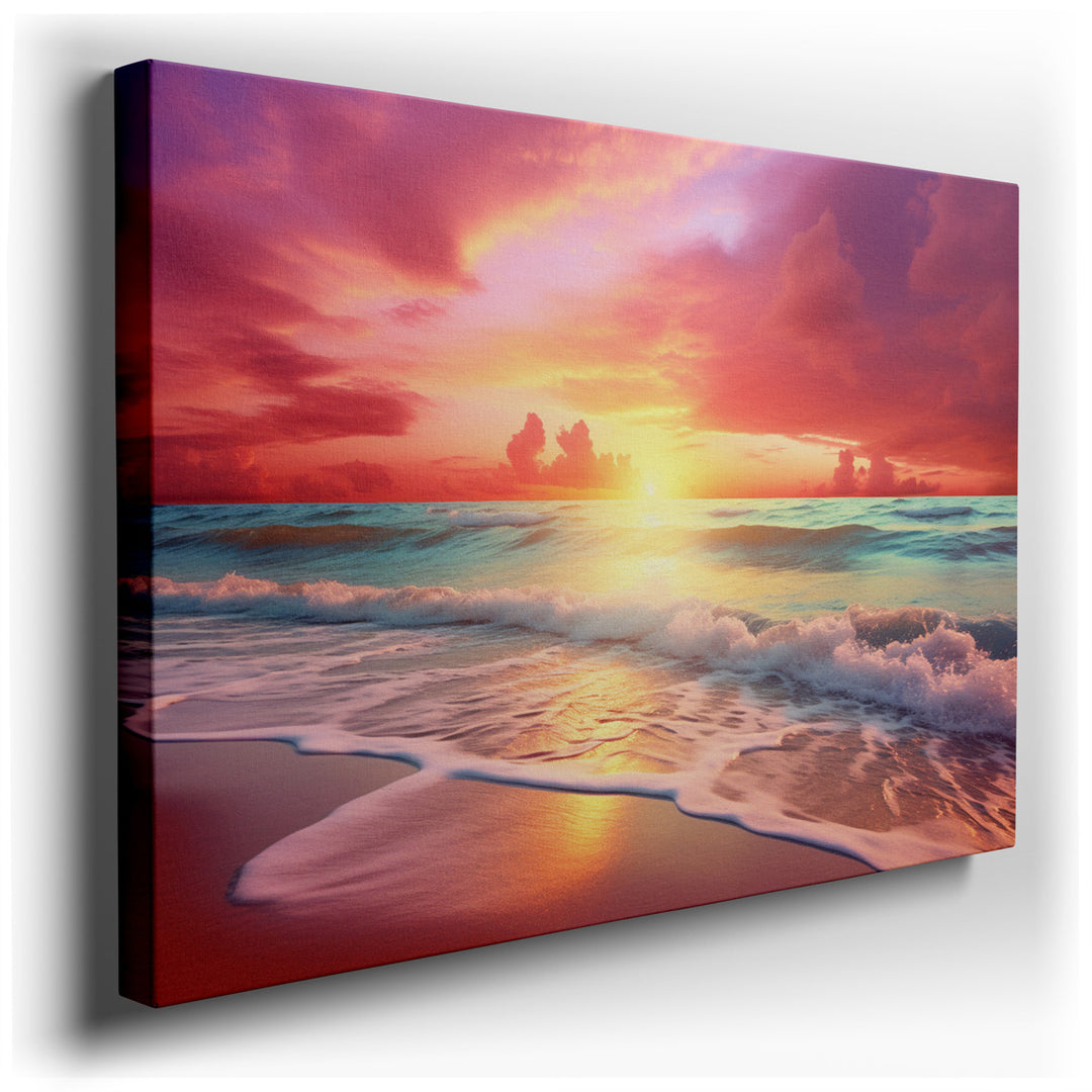 canvas print on wrapped canvas for wall decor – Imagine a wall art that captures the breathtaking spectacle of a sunset over the ocean, a scene so vivid and enchanting...