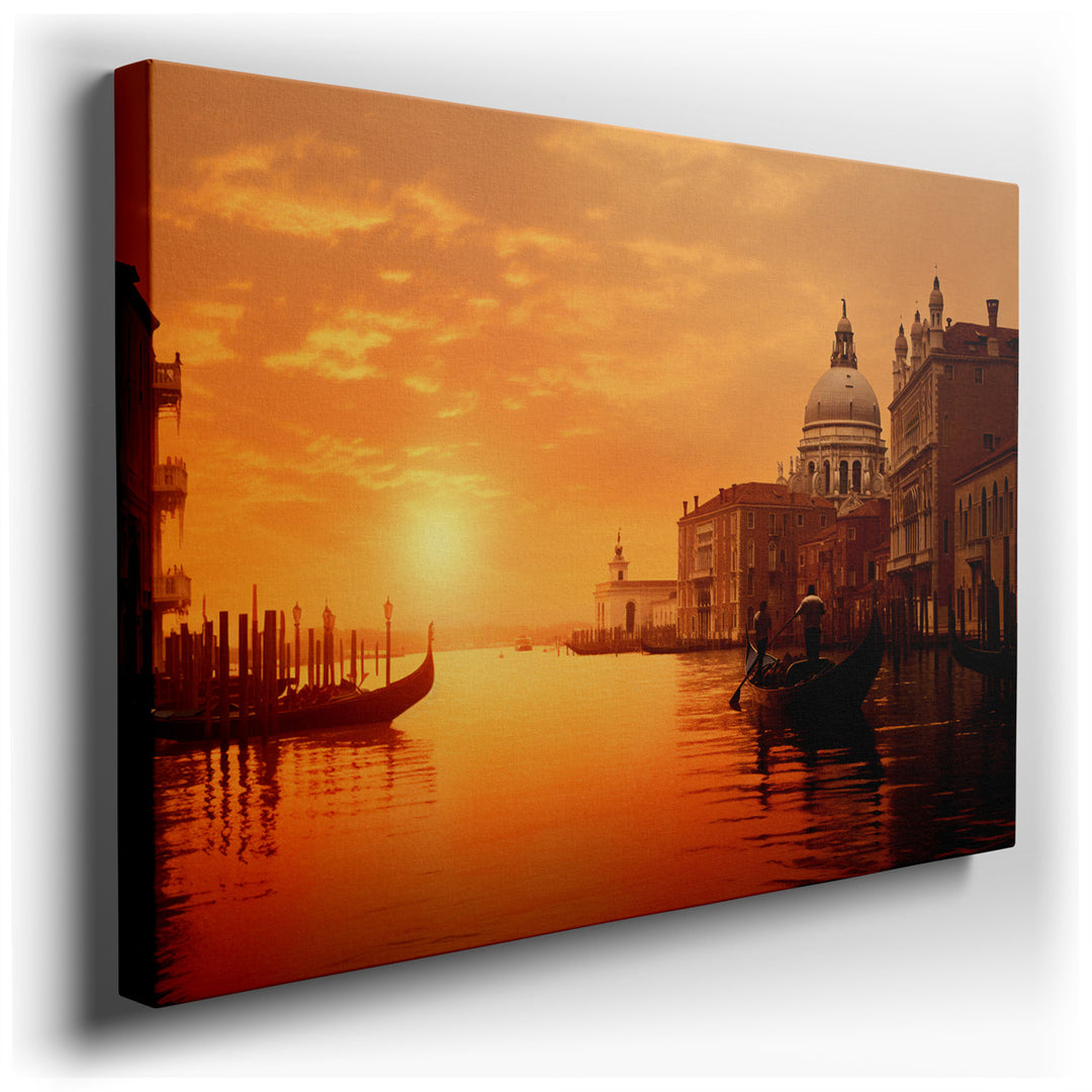 canvas print on wrapped canvas for wall decor – This wall art, a masterful depiction of Venice's iconic canals, is an exquisite representation of the serene and romanti...