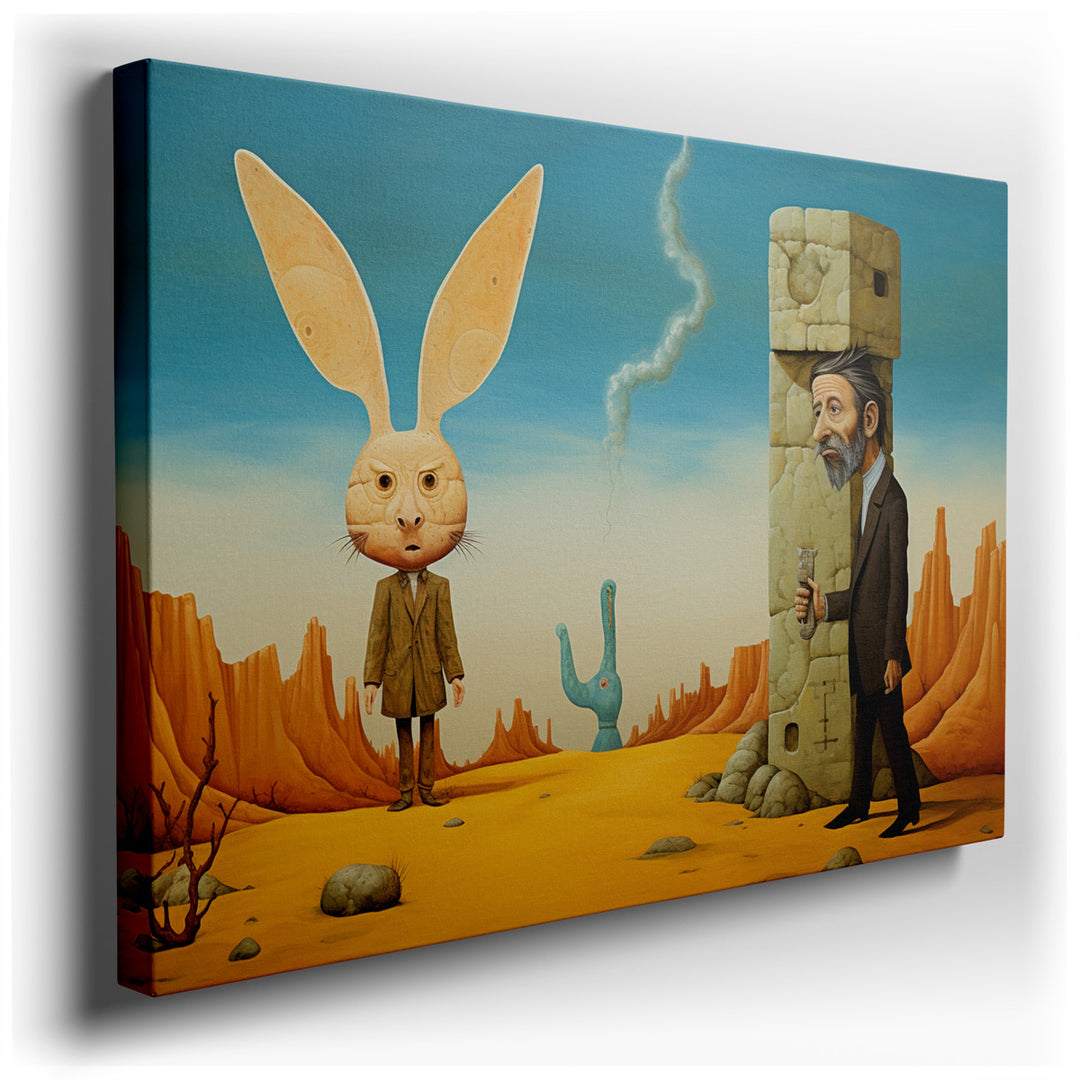 canvas print on wrapped canvas for wall decor – This wall art, a captivating and surreal composition, presents a striking tableau that merges the fantastical with the f...