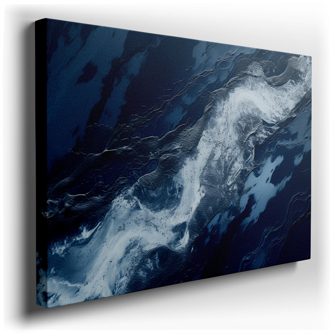 canvas print on wrapped canvas for wall decor – This wall art, an exquisite aerial portrayal of the ocean's surface, masterfully captures the mesmerizing interplay betw...
