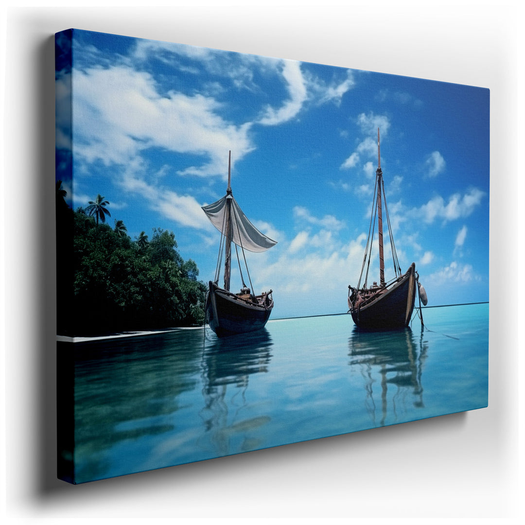 canvas print on wrapped canvas for wall decor – This wall art, a serene seascape, is a masterful depiction of tranquility and untouched natural beauty, ideal for creati...