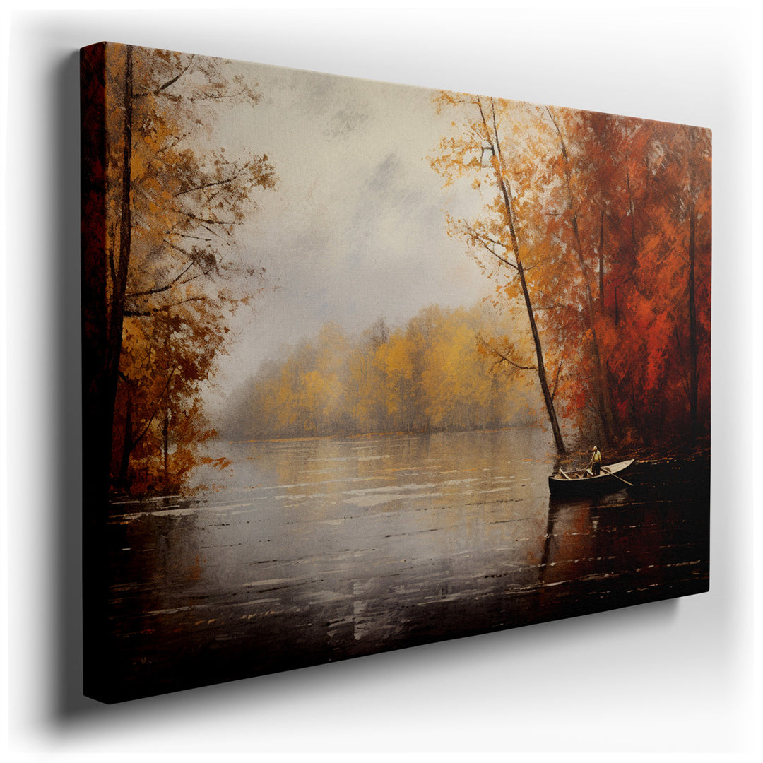 canvas print on wrapped canvas for wall decor – This exquisite wall art, a masterful depiction of an autumnal landscape, offers a visual retreat into nature's serene em...