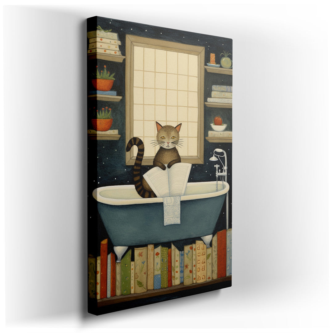 canvas print on wrapped canvas for wall decor – Imagine a wall art that captures the quintessence of tranquility and intellectual charm, a scene that combines the leisu...