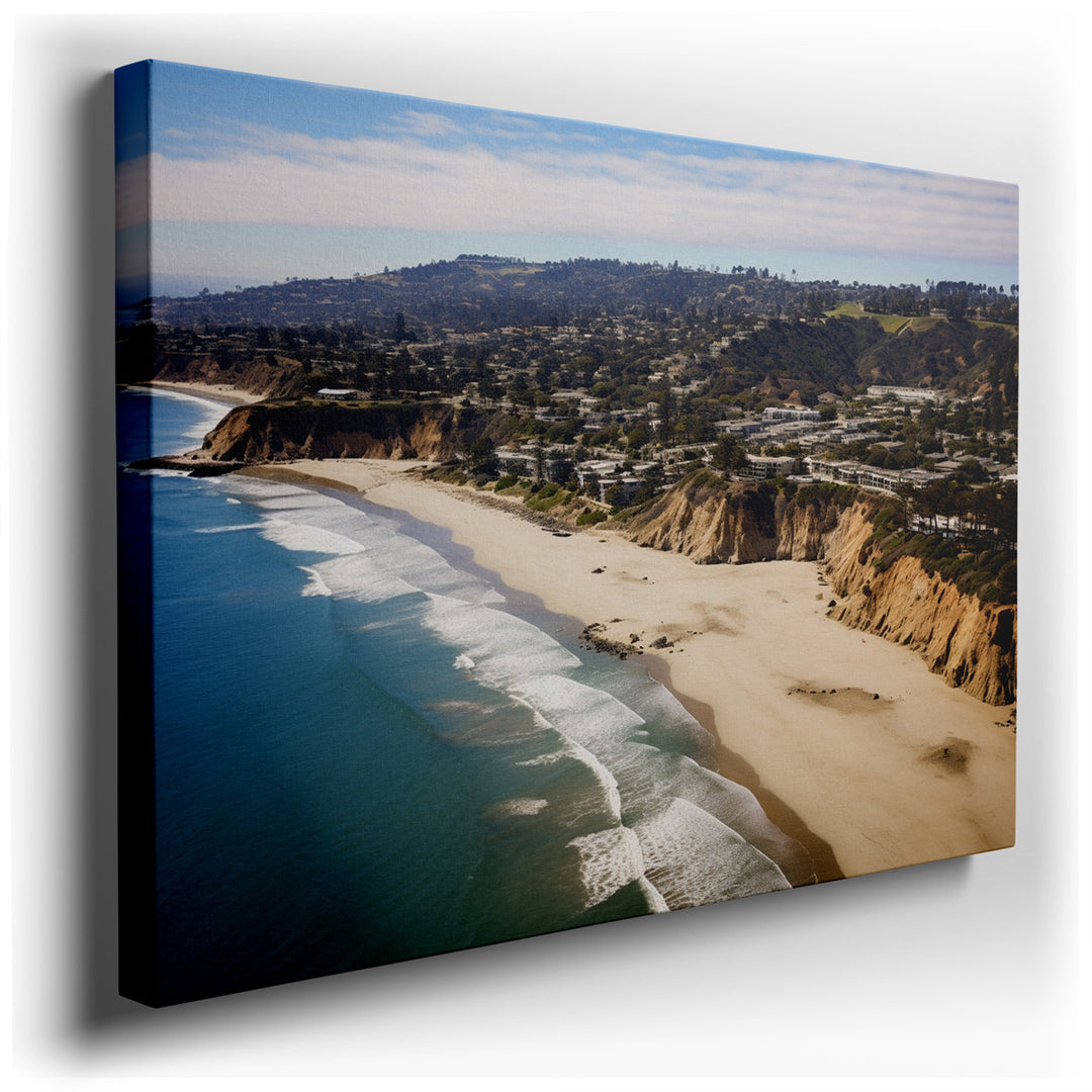 canvas print on wrapped canvas for wall decor – This exquisite wall art captures the serene beauty of a secluded coastal landscape, where the gentle embrace of sandy sh...