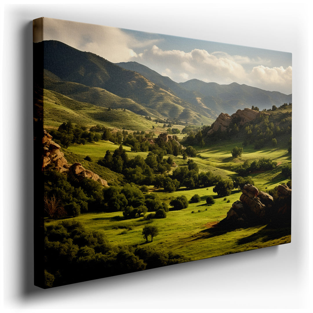canvas print on wrapped canvas for wall decor – Imagine a wall art that captures the essence of a tranquil evening, where the last rays of the sun kiss the earth, casti...
